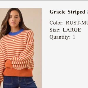 Altar’d State Grace Rust and White Striped Sweater